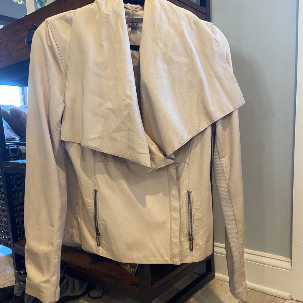 Vince Cream Leather Jacket- Large